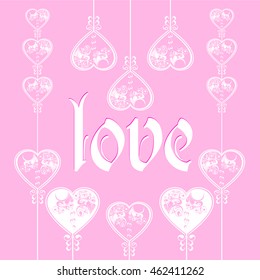 postcard the inscription love in the hearts