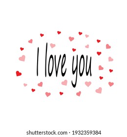 A postcard with the inscription i love you. Vector label. Illustration.