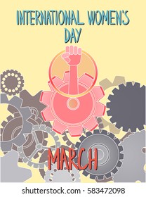Postcard  to the International Women's Day with feminism sign.