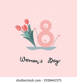 Postcard with international women's day. March 8. A holiday for women.