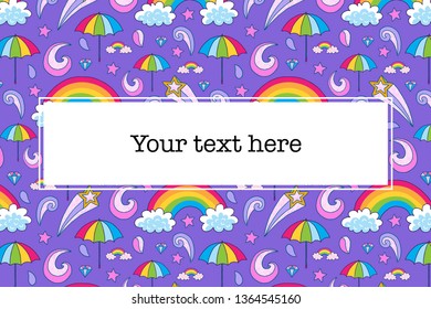 Postcard invitation with a seamless pattern background and some space for text. 