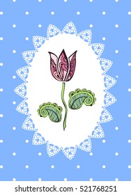 Postcard, invitation to the tulip, abstraction.