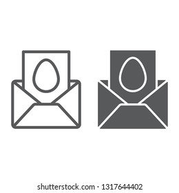 Postcard line and glyph icon, greeting and card, easter card sign, vector graphics, a linear pattern on a white background, eps 10.