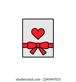 Postkartenzeilensymbol. Elemente der Valentine-Tage-Illustrationssymbole. Zeichen, Symbole können für Web, Logo, mobile App, UI, UX auf weißem Hintergrund verwendet werden