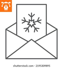 Postcard line icon, outline style icon for web site or mobile app, christmas and new year, congratulation card vector icon, simple vector illustration, vector graphics with editable strokes.