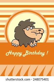 postcard, lion, vector icon