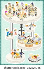 The postcard of lively pancake cafe