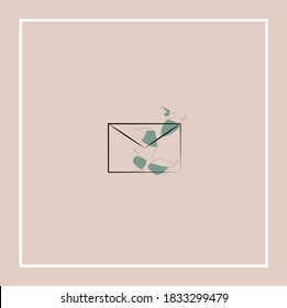 postcard, logo, minimalism, icon, vector illustration, pastel color, abstract plants