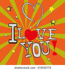 Postcard I Love You! in vector EPS 10