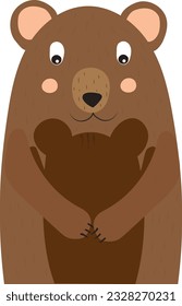 Postcard. Mama bear hugs her cub. High quality vector illustration.