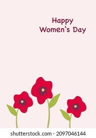 Postcard for March 8. Congratulations on Women's Day. Beautiful flat flowers isolated on light background. Paper art style.