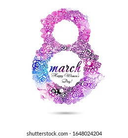 Postcard from March 8. Mixed media. Vector illustration