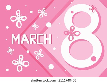Postcard for March 8 on a pink background