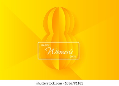 Postcard to March 8. Paper cut 8. Minimalism. Illustration can be used in the newsletter, brochures, postcards, tickets, advertisements, banners. Congratulations to the Women's Day.