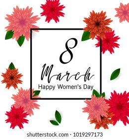 Postcard to March 8, with paper flowers. Illustration can be used in the newsletter, brochures, postcards, tickets, advertisements, banners. Congratulations to the Women's Day.