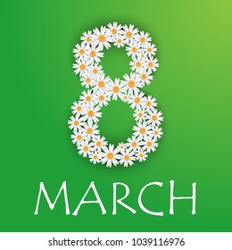 Postcard to March 8, with paper flowers. Illustration can be used in the newsletter, brochures, postcards, tickets, advertisements, banners. Congratulations to the Women's Day.