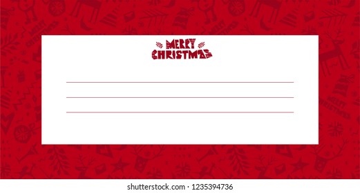 postcard with merry christmas elements and lettering. 
Texture for winter design.