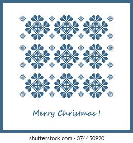 Postcard Merry Christmas. Geometric pattern Slavic embroidery (Motive Jiten) - Stock Vector