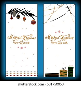 Postcard -  Merry Christmas And Happy New Year. Vector, illustration.