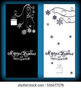 Postcard -  Merry Christmas And Happy New Year. Vector, illustration.