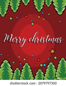 a postcard merry christmas with red background