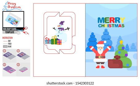 postcard merry christmas. santa claus in the forest