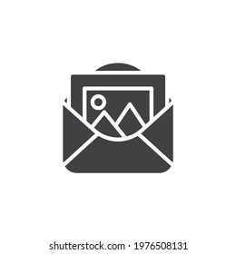 Postcard message vector icon. filled flat sign for mobile concept and web design. Email with image glyph icon. Symbol, logo illustration. Vector graphics