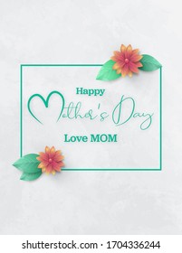 A postcard to the mother's day, with paper flowers and letter in.
Mother's day background layout with beautiful colorful flower. Happy Mothers Day greeting card with beautiful flowers
