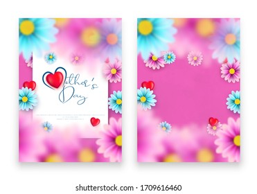 A postcard to the mother's day, with paper flowers and letter in.
Mother's day background layout with beautiful colorful flower. Happy Mothers Day greeting card with beautiful flowers