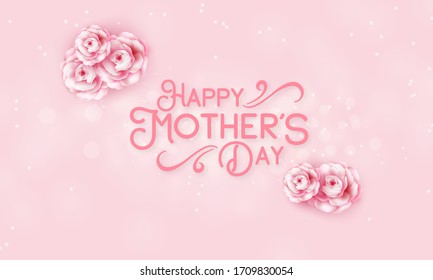 A postcard to the mother's day, with paper flowers and letter in.
Mother's day background layout with beautiful colorful flower. Happy Mothers Day greeting card with beautiful flowers