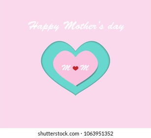 Postcard to mother's day, with paper heart. vector EPS 10.