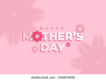 Postcard to Mother's Day, with paper and letterin flowers. Illustrations can be used in newsletters, brochures, postcards, tickets, advertisements, banners.