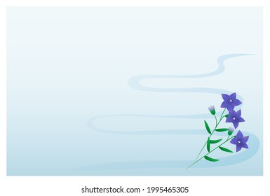 Postcard in mourning. Illustration of Chinese bellflower