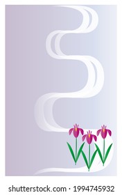 Postcard in mourning. Illustration of iris flowers.