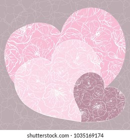 postcard with multicolored hearts