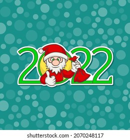 Postcard for the new year 2022. Santa Claus. Vector illustration