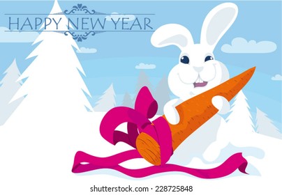 Postcard for the new year with the bunny.