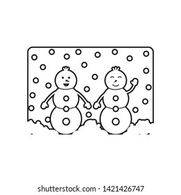 Postcard for the New Year and Christmas with snowmen icon. Element of winter for mobile concept and web apps icon. Outline, thin line icon for website design and development, app 