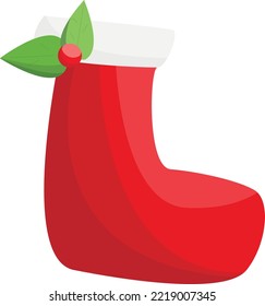 A postcard for the new year and Christmas. A New Year's a red Christmas sock . For gift, greeting, postcard poster and decor