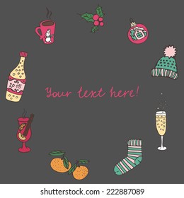 Postcard from New Year's attributes