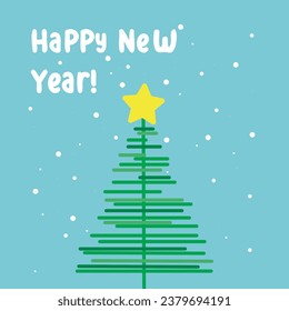 postcard, New Year's greetings, Christmas tree