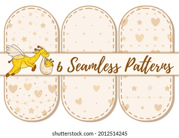 A postcard for a newborn. Funny flying giraffe. Hello Baby. Congratulations on the birth of a child. Birth certificate. Vector illustration. Hello world.