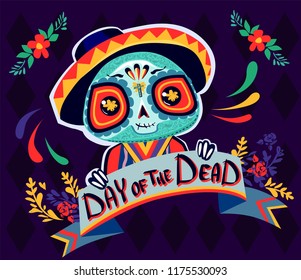 Postcard on the day of the dead Vector illustration. 