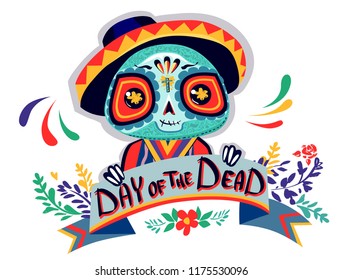 Postcard on the day of the dead Vector illustration. 