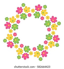 Postcard on March 8. Vector illustration of floral frame and text. The picture for the holiday on a white background.