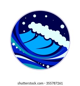 Postcard on the theme of the sea. Logo for surfing.