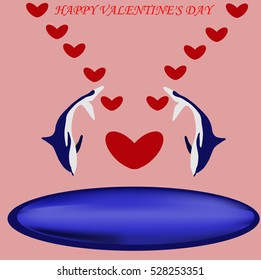 postcard on Valentines day with the dolphins