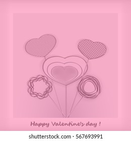 postcard on Valentine's day. heart. flowers