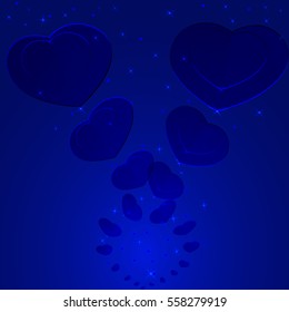 postcard on Valentine's day. vector blue heart.