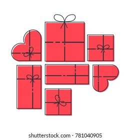 postcard on Valentine's gifts and hearts.
